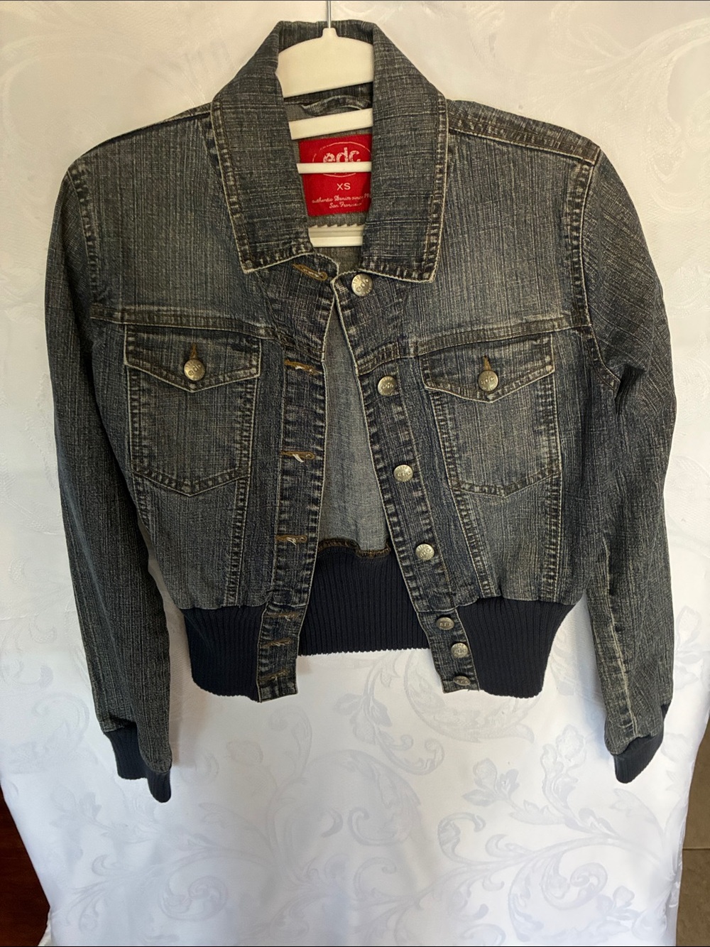 edc by Esprit Women's Black Washed Cropped Denim Jacket